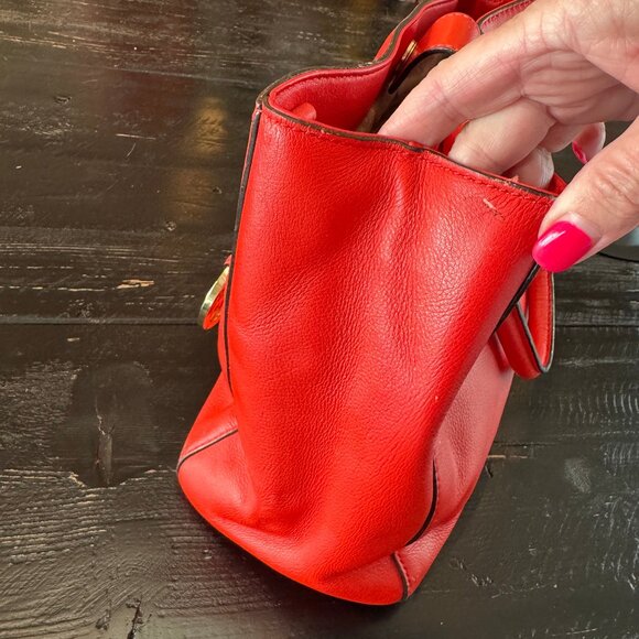 Michael Kors Red Leather Tote Bag - Picture 5 of 8